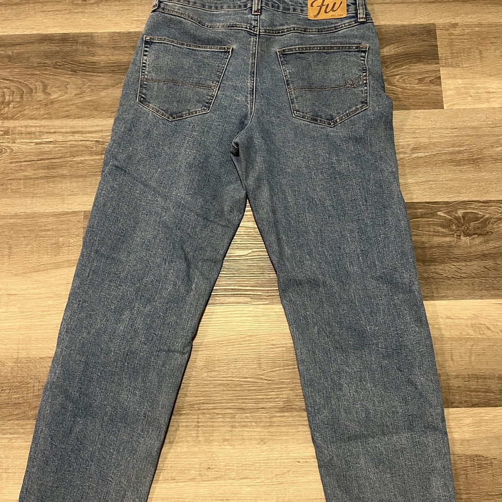 Classic Blue Straight Jeans with Contrast Stitching